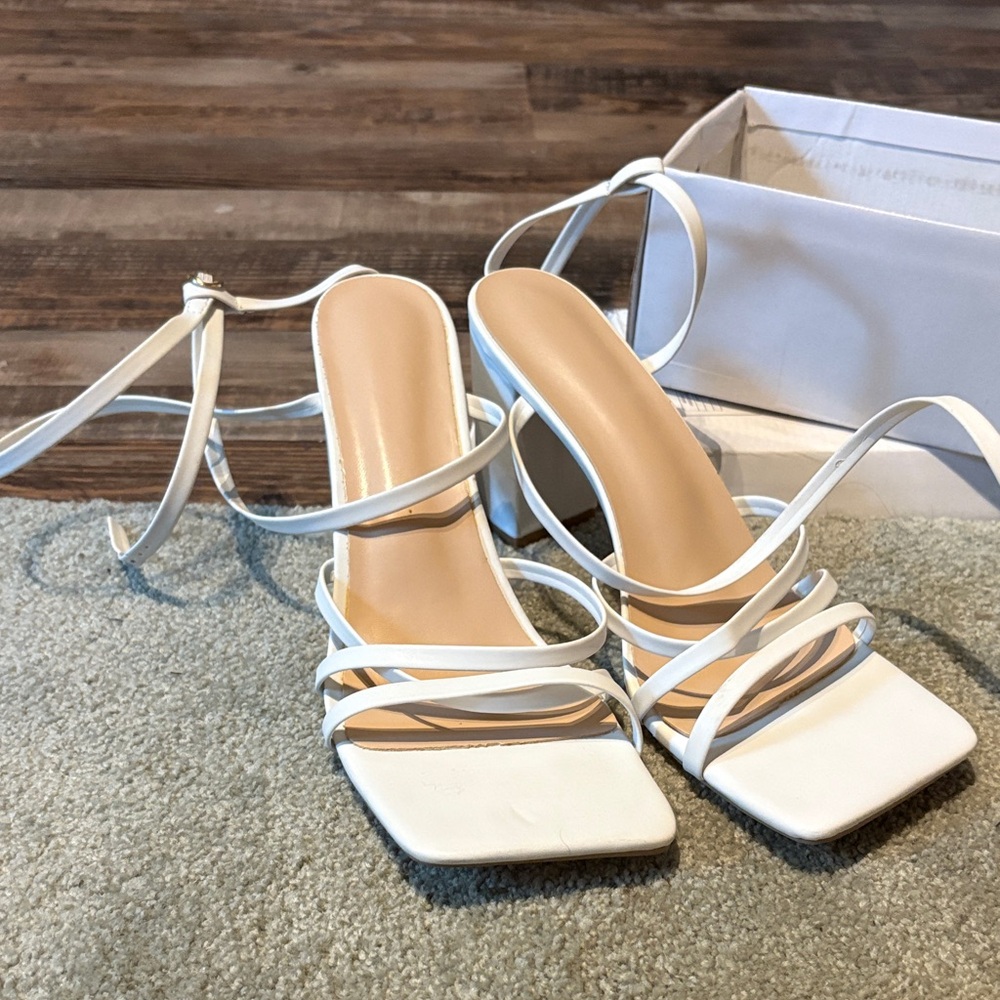 Elegant White Strappy Heels